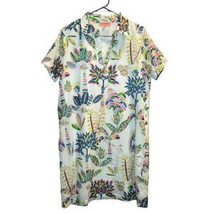 VILAGALLO Tropical Shirt Dress - Size 44 US 12 Palm Trees